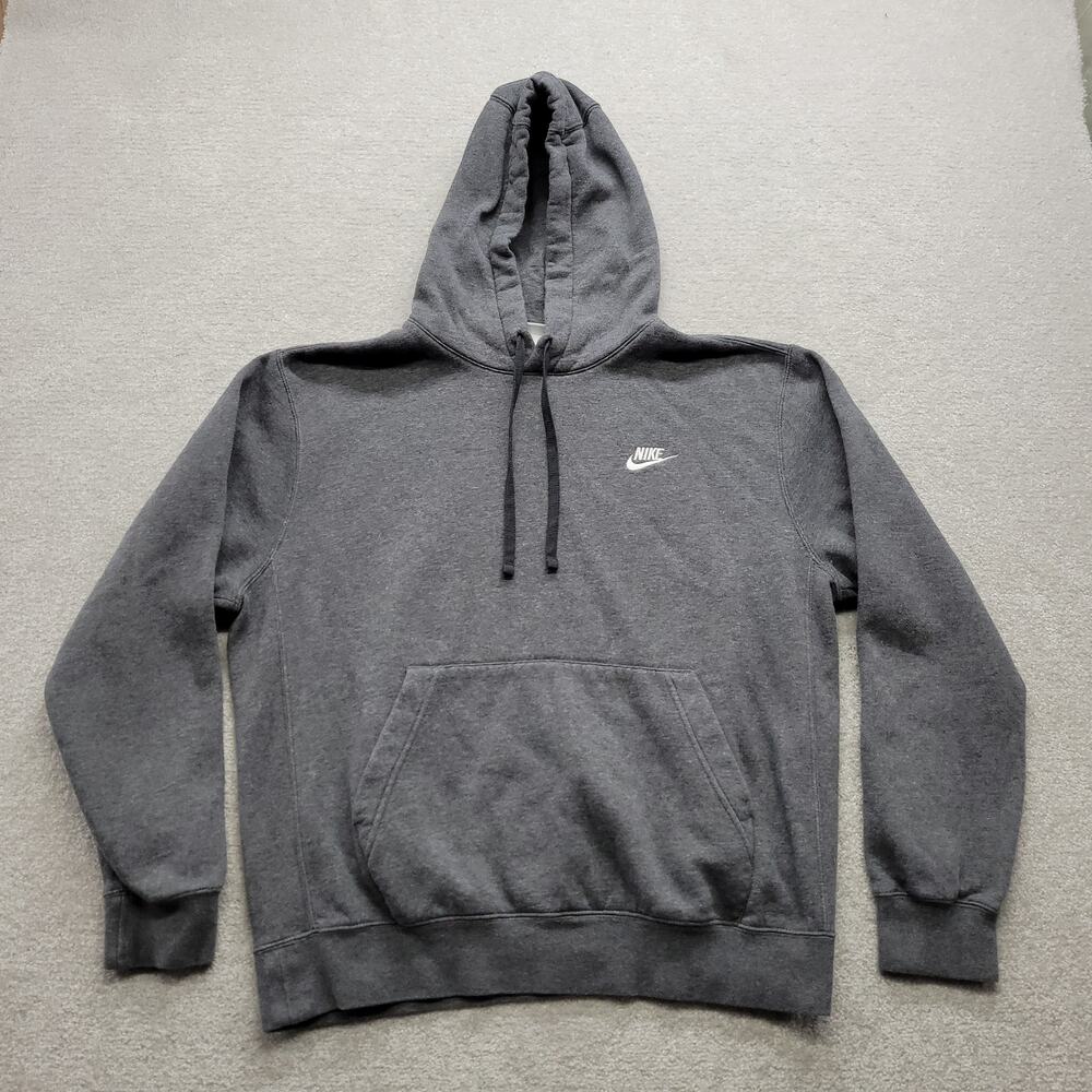 Nike Sportswear Club Fleece Hoodie Mens Medium Gray Pullover Embroidered Logo